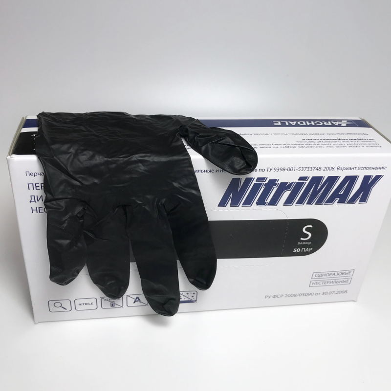 Перчатки NitriMax черные 100 шт., размер S