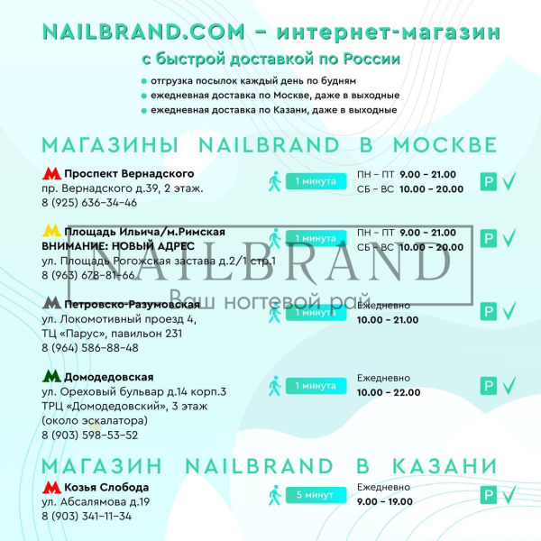 Все магазины NAILBRAND открыты