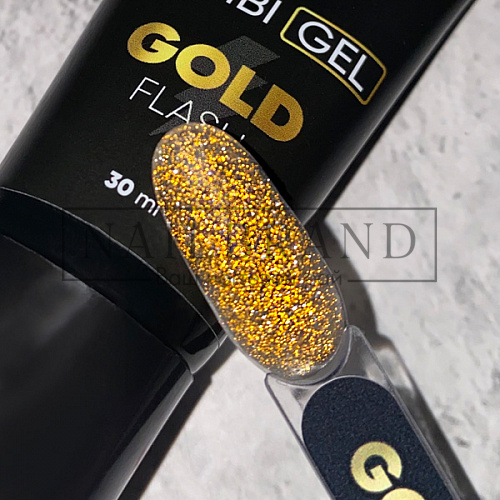 Комби гель Patrisa Nail Gold Flash с золотым светоотражающим глиттером, 30 мл