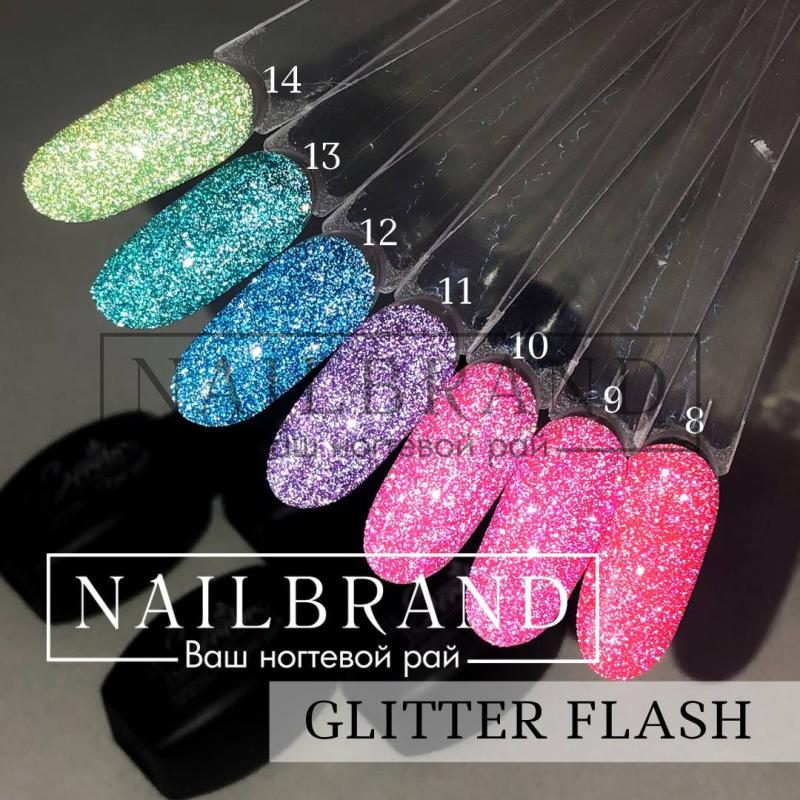 Светоотражающие гель-лаки Glitter Flash Serebro – «Nailbrand»